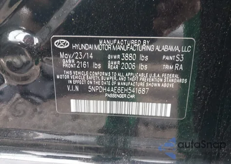 2014 Hyundai Elantra Se из США, поврежденный, VIN 5NPDH4AE6EH541687